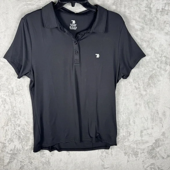 TRR Woman's Golf Activewear Short Sleeve Button Down Polo Black Large - Picture 2 of 9
